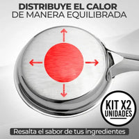 Thumbnail for 🍳✨Set X2 Sartenes De Acero Quirúrgico 18/10 Con Tapa Antiadherente🛡️🔥