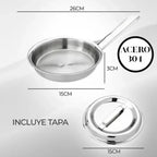 🍳✨Sartén Huevos 15cm Acero Quirurgico 18/10 Con Tapa Premium🥚🔥