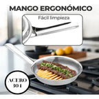 🍳✨Sartén Huevos 15cm Acero Quirurgico 18/10 Con Tapa Premium🥚🔥