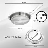 Thumbnail for 🍳✨Sartén Huevos 15cm Acero Quirurgico 18/10 Con Tapa Premium🥚🔥