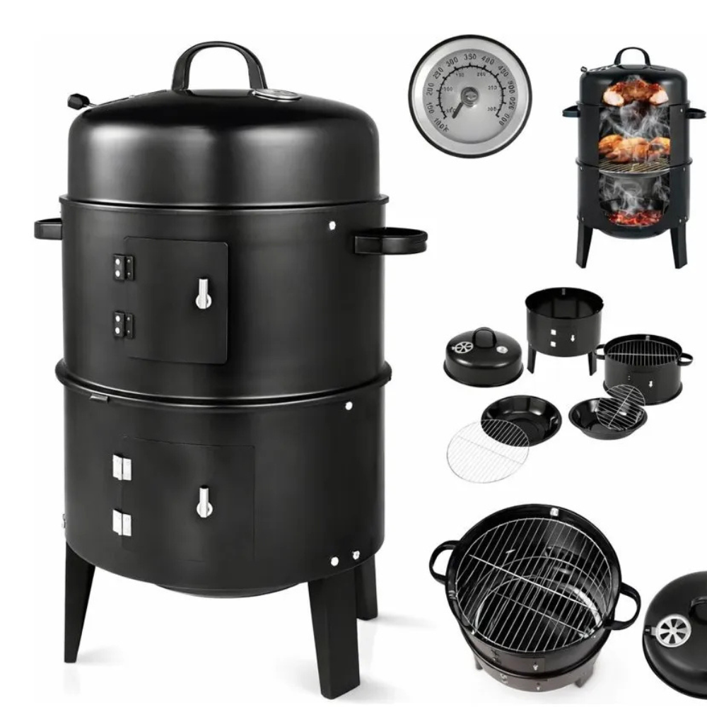 Barril Asador Ahumador Parilla Brasero 80cm Portátil 3 En 1