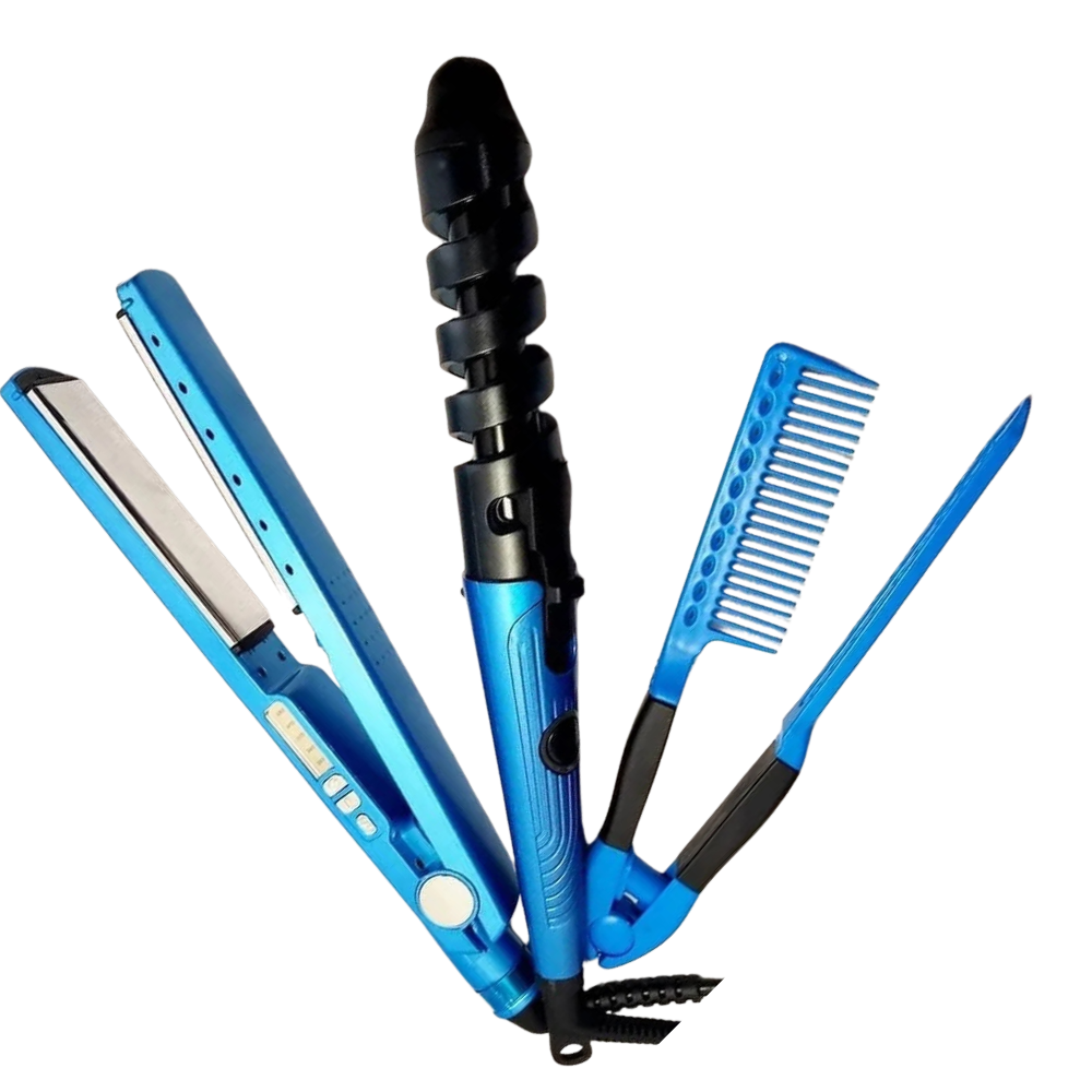 Combo Plancha, Rizador Y Peineta Nano Titanium Replica