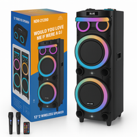 Cabina Bluetooth NDR-1226 12" 3000W con Micrófono y Luces LED Sonido Profesional 12 Pulgadas Graves Potente