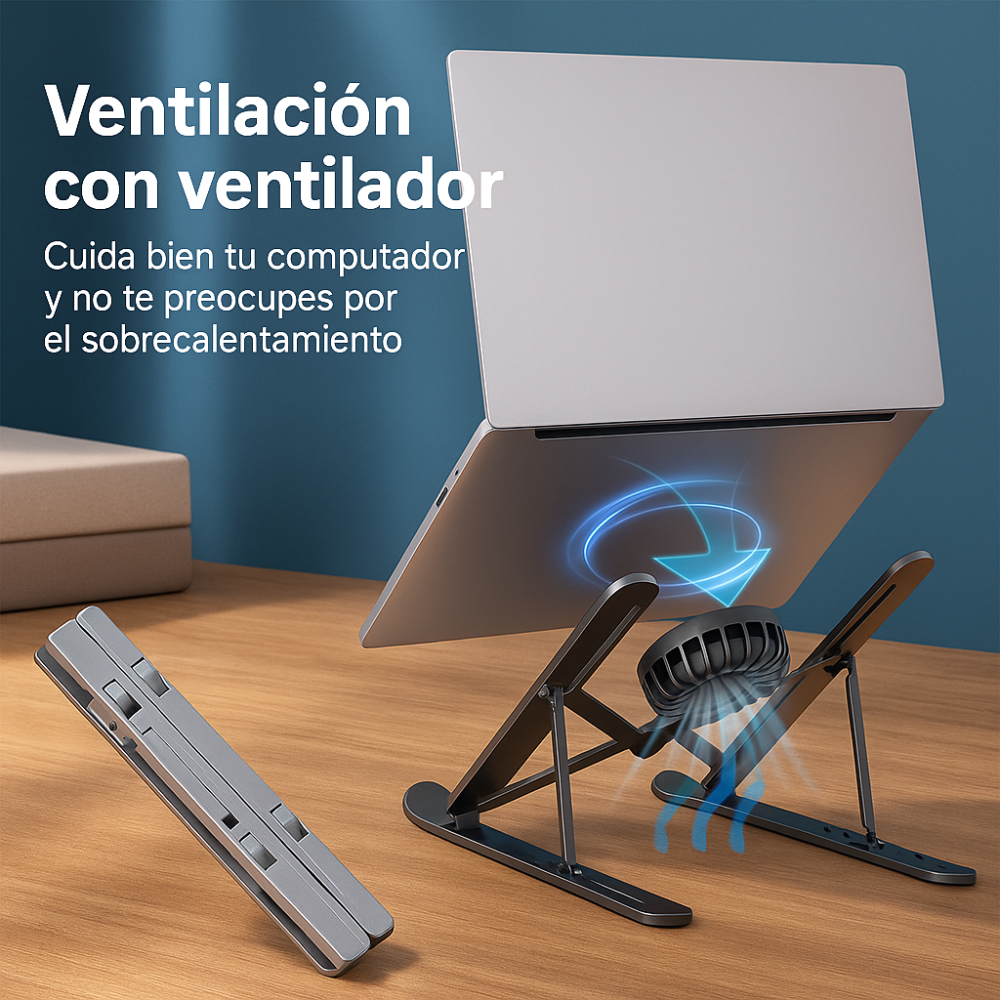 Soporte Plegable Para Portátil Con Ventilador Metálico