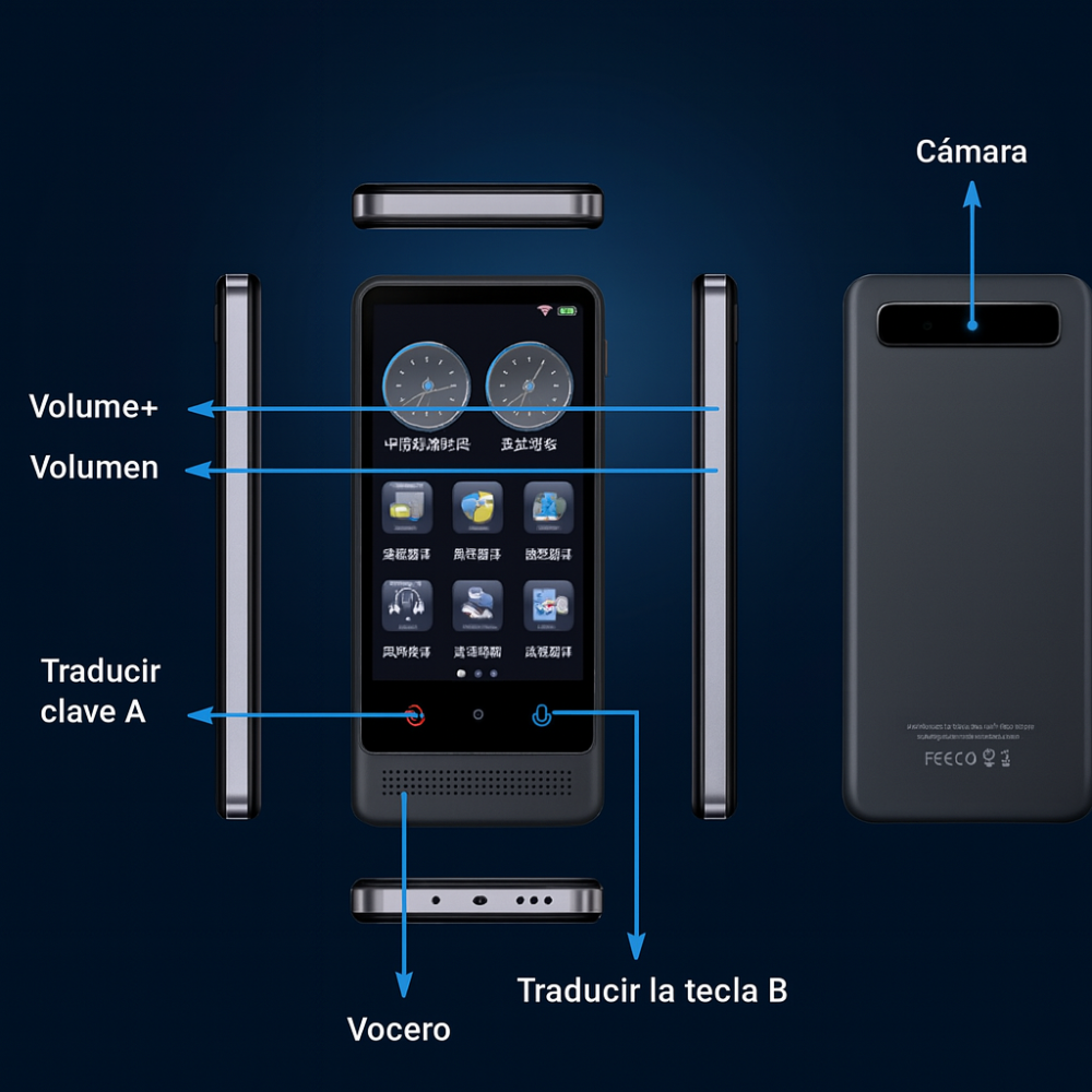 Traductor Inteligente 137 Idiomas Tiempo Real Cámara WiFi M12 AI