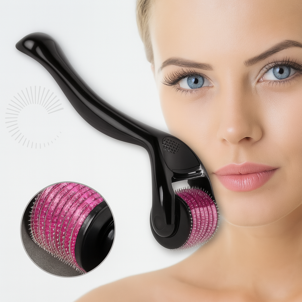 Derma Roller Facial 0.5mm 540 Agujas Acero Antiedad Cicatrices Piel Microneedling Reafirmante Poros Manchas Serums