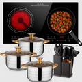Estufa De Inducción 2000w + Bateria De Cocina + Utensilios