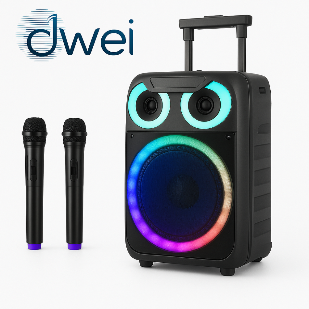 Cabina Karaoke Portátil Dwei 15" Bluetooth Luces LED Micrófonos