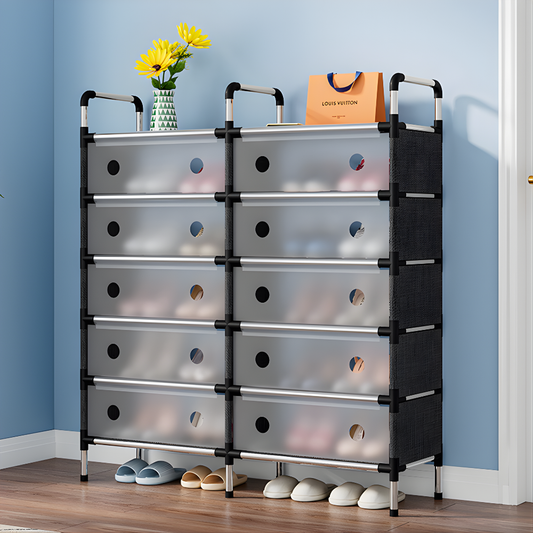 Estante Zapatos Organizador Zapatero Metálico Doble 28 Pares Negrov