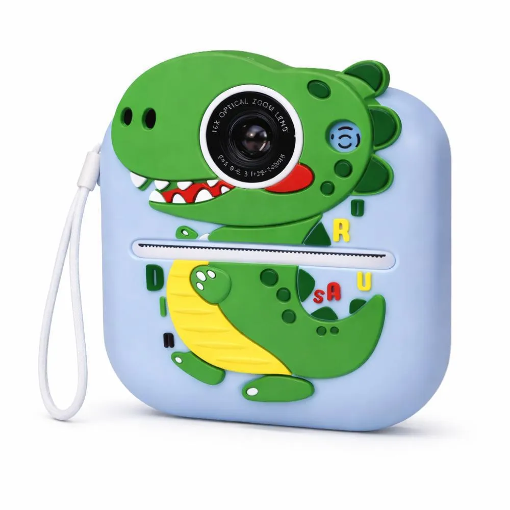 Cámara Infantil Instantánea Con Impresora Dinosaurio Color Verde