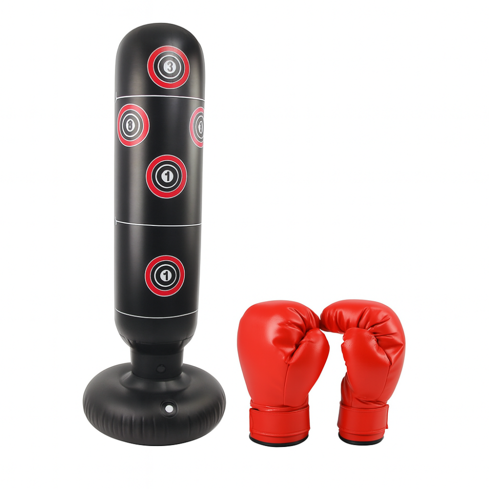 Saco Bolsa Boxeo Inflable Deporte Con Guantes Box