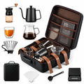 Set Cafetero Portátil Molinillo Manual Tetera Cuello Cisne Goteo 600ml