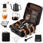 Set Cafetero Portátil Molinillo Manual Tetera Cuello Cisne Goteo 600ml