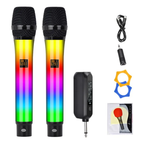 Micrófono Inalámbrico Doble Karaoke Dinámico Profesional Rgb