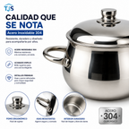 Olla Perla Premium Tapa Acero Quirúrgico T304 1.8 Litros Brillo Espejo
