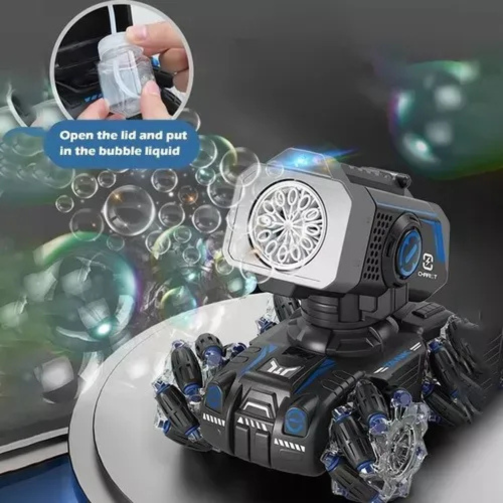 Carro Control Remoto 360 Cañón Lanza Burbujas Con Luz Negro
