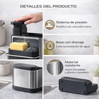 Dispensador de Jabón Líquido para Cocina con Porta Esponja 2 en 1 Antideslizante Diseño Moderno