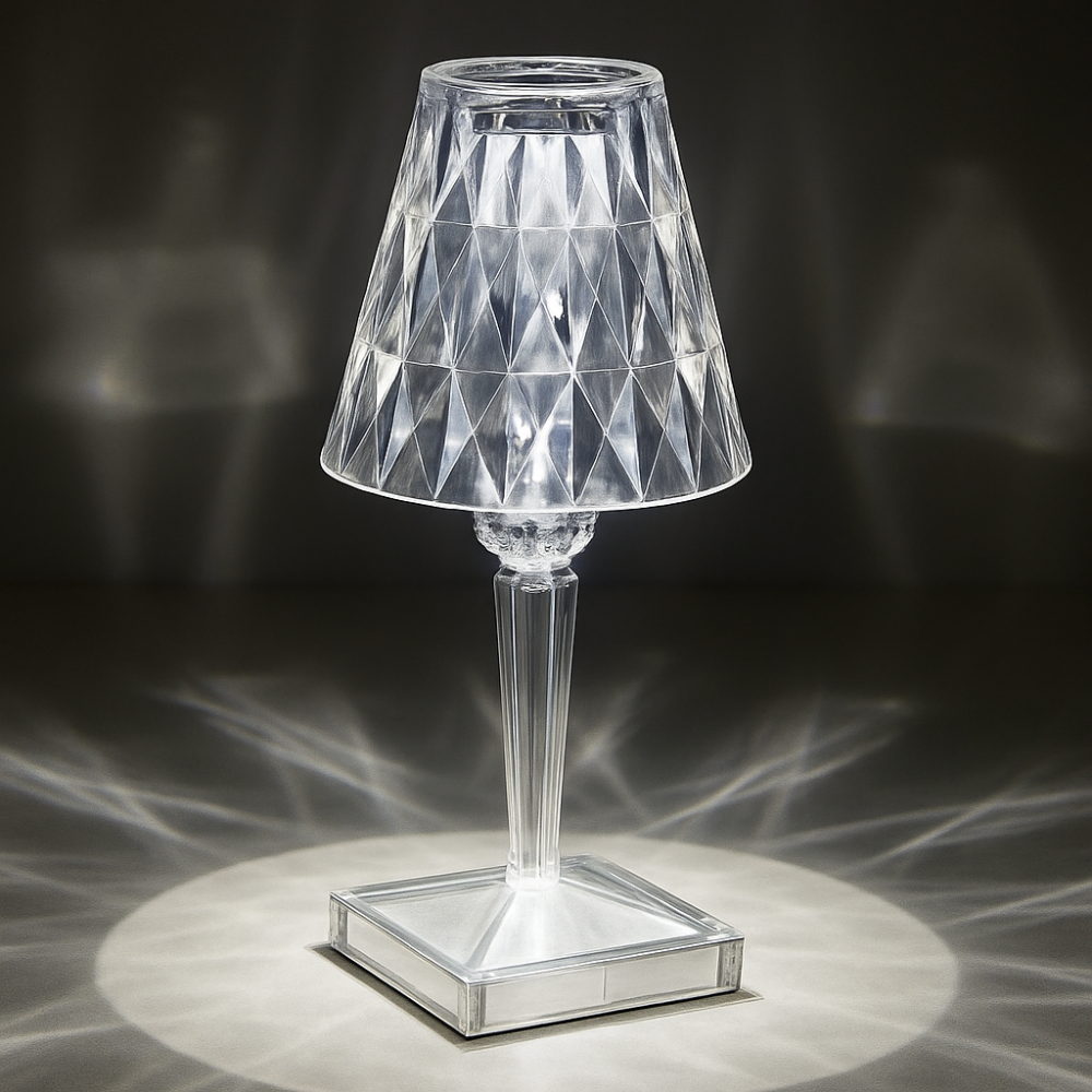 Lámpara LED Decorativa Cristal USB 3 Tonos Táctil Recargable