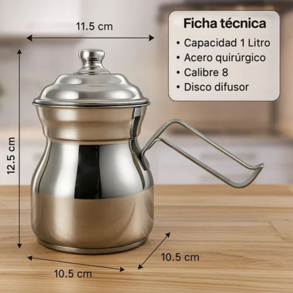 Olleta Jarra Lechera Acero Quirurgico Disco Difusor 1 Litro