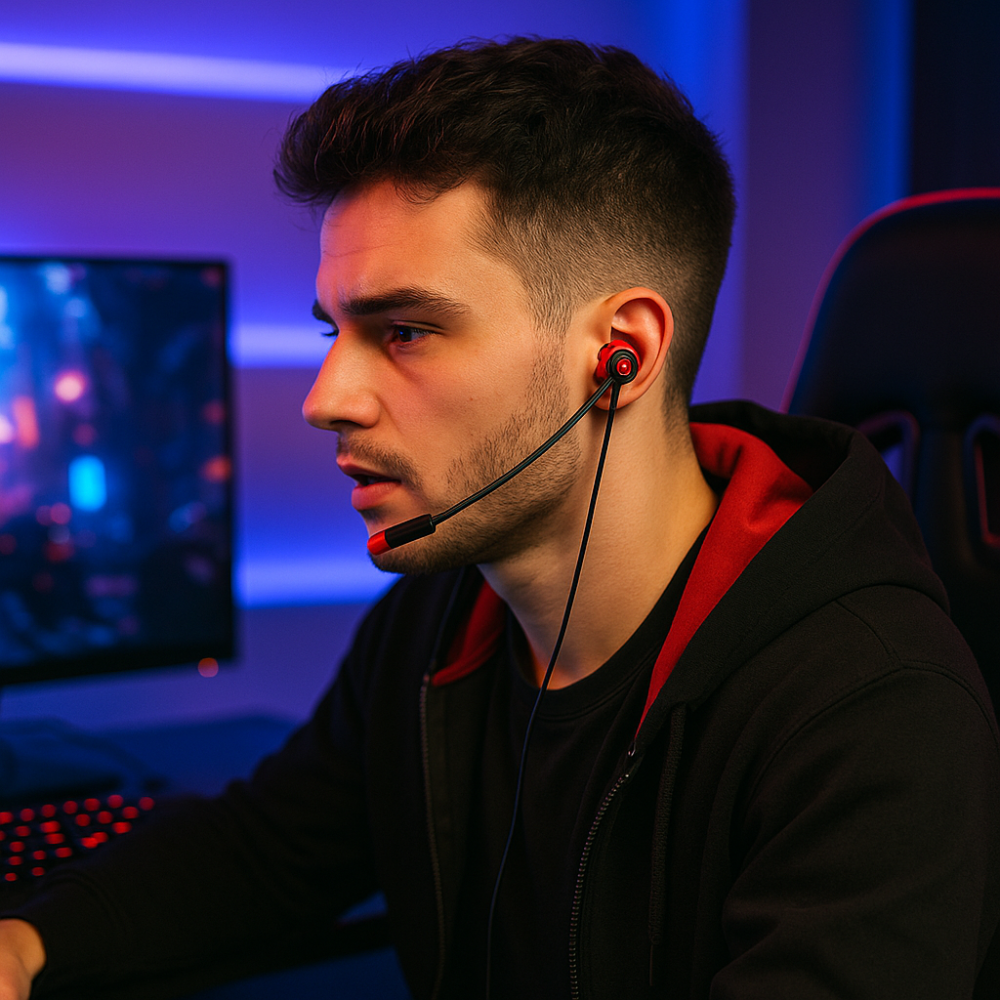 Audífonos Gamer In-Ear KR-GM501 – Micrófono Boom + Sonido Envolvente Pro