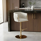 Set X2 Sillas Bar Butaco Alta Giratoria Barra Cocina Premium Cromado Blanco