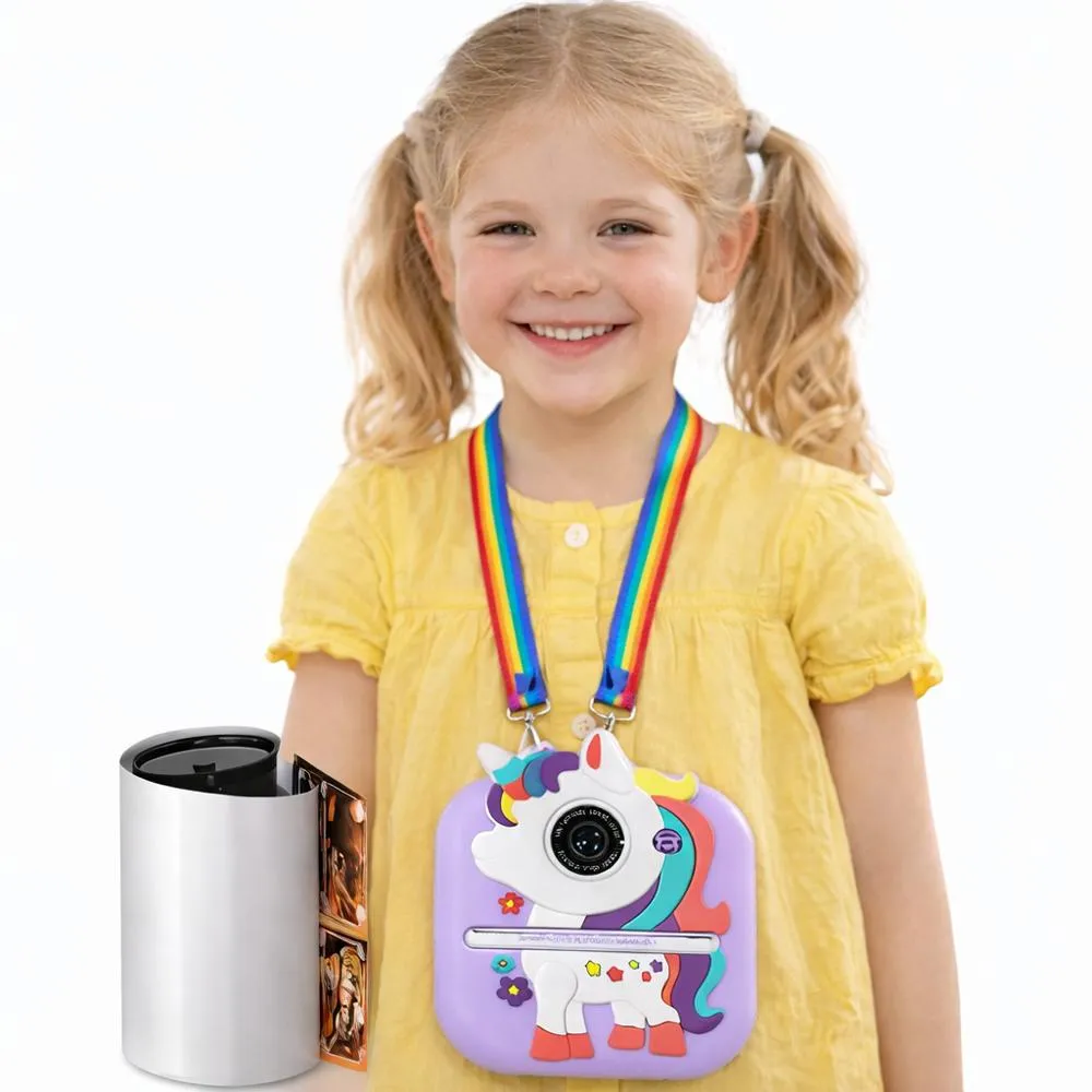 Cámara Infantil Instantánea Con Impresora Unicornio (Lila)