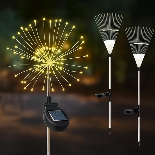 Luces Solares Jardín 120 LED Fuegos Artificiales IP65