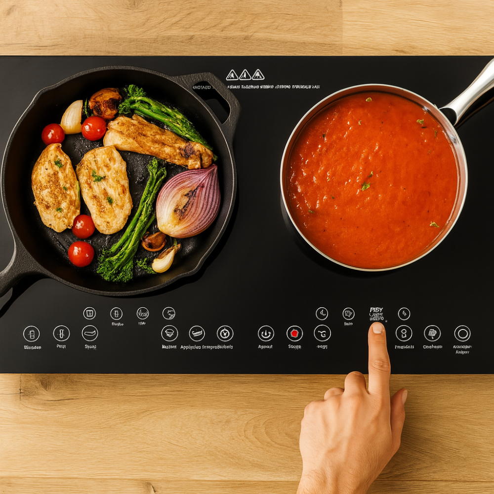 Estufa De Inducción 2000w + Bateria De Cocina + Utensilios