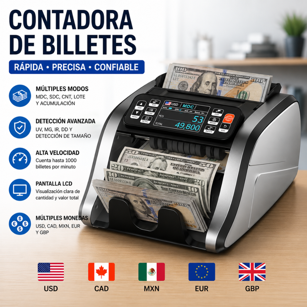 Contadora Billetes Denominacion Mixta Deteccion Uv Conteo