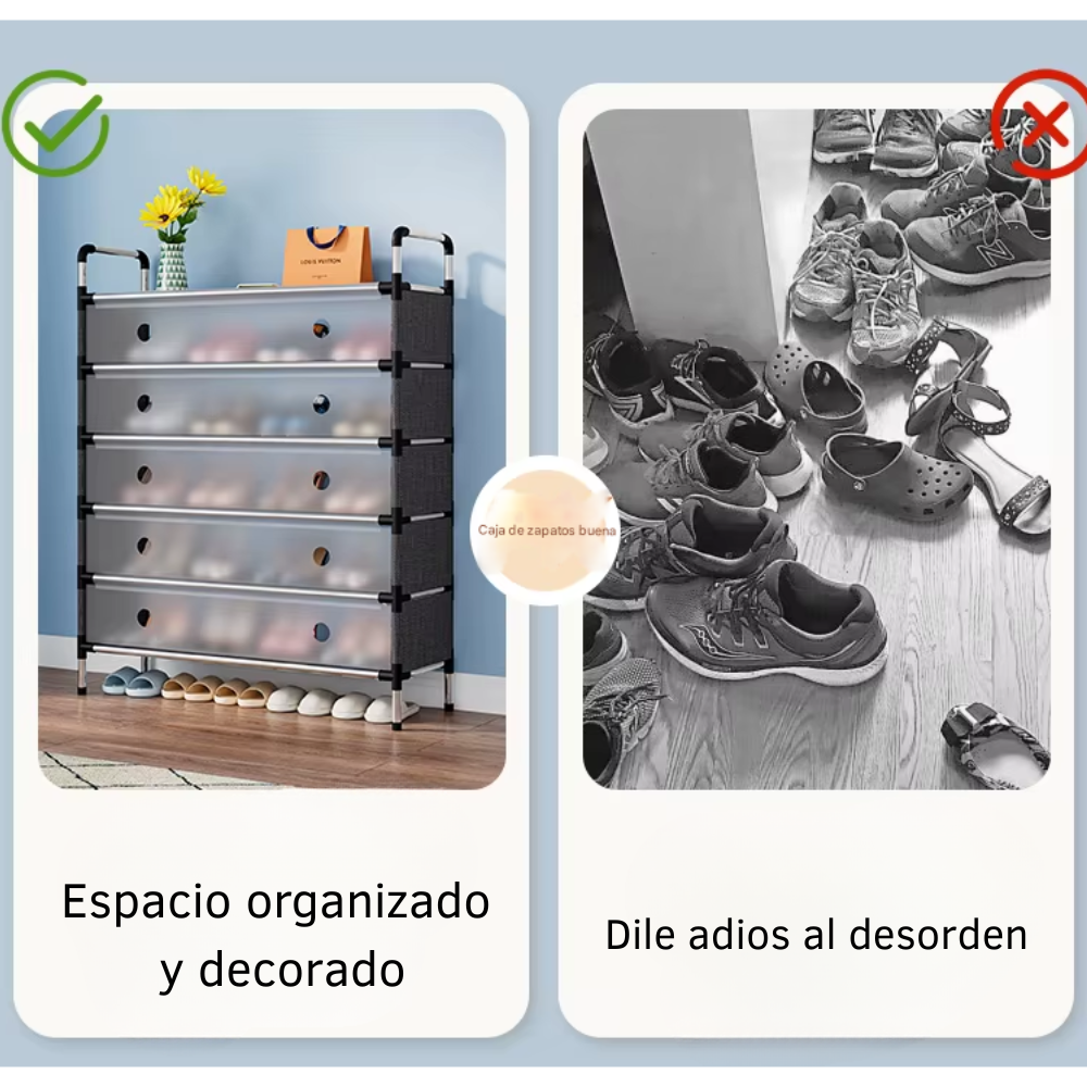 Estante Zapatos Organizador Zapatero Metálico Doble 28 Pares Negrov