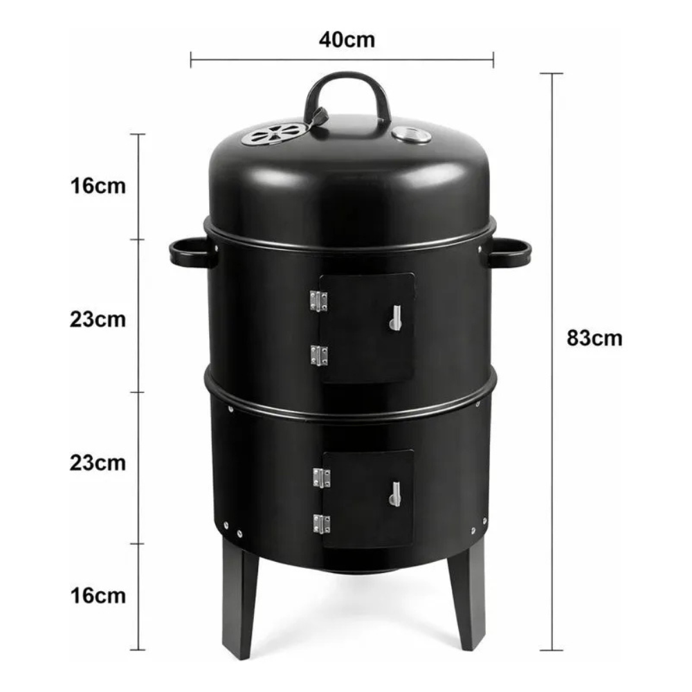 Barril Asador Ahumador Parilla Brasero 80cm Portátil 3 En 1