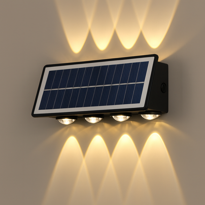 Lámpara Panel Solar Pared Exterior Luz Cálida Decorativa