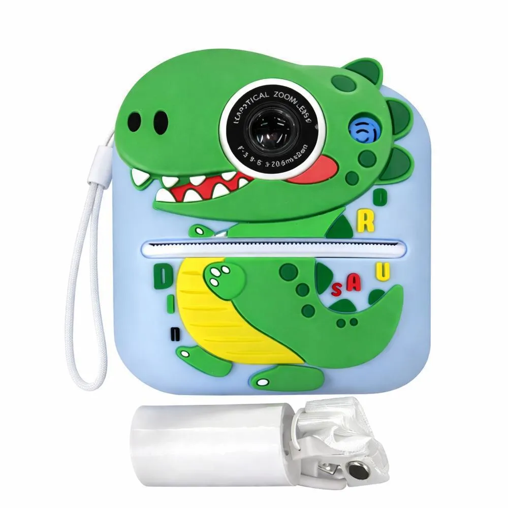 Cámara Infantil Instantánea Con Impresora Dinosaurio Color Verde