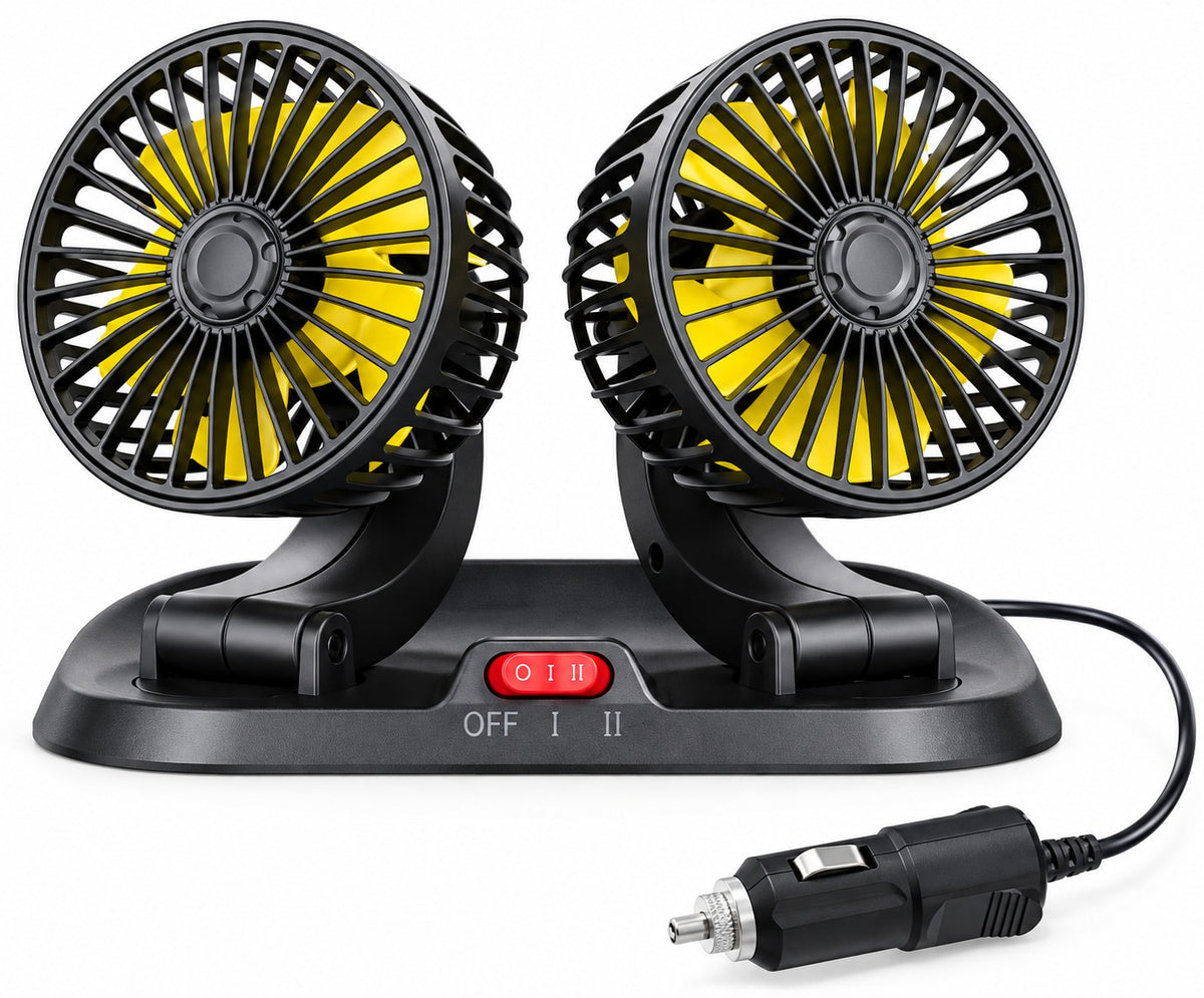 Ventilador Doble Cabezal Carro Oficina USB Graduable Aromaterapia