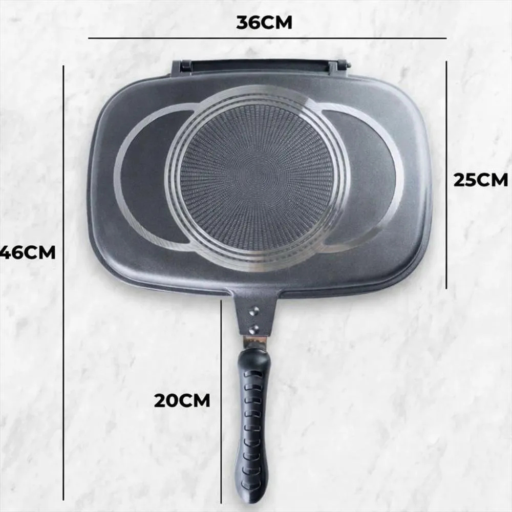 Sartén Doble 36 Cm Swiisshome Antiadherente Granito Cocina Saludable