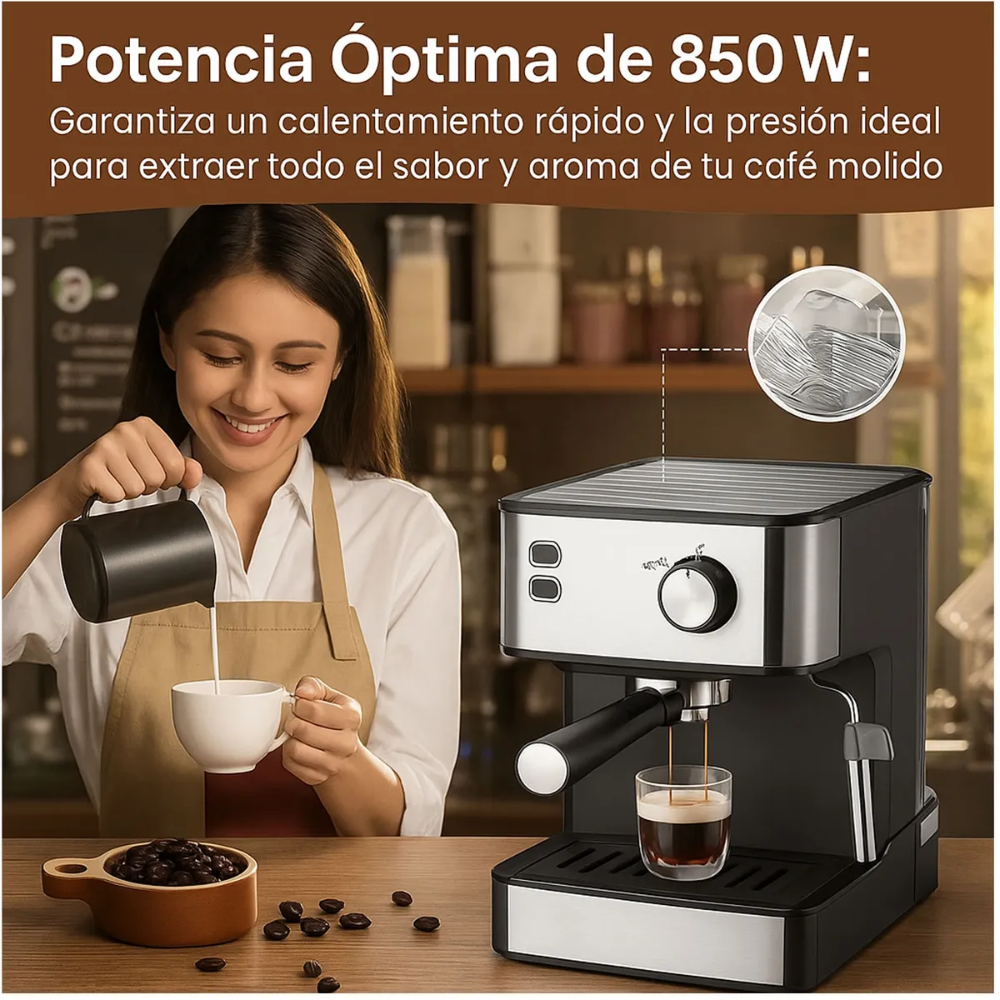 Maquina Para Cafe Expreso Capuchino Latte 850w 20bar Regalo