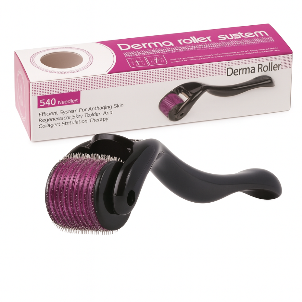 Derma Roller Facial 0.5mm 540 Agujas Acero Antiedad Cicatrices Piel Microneedling Reafirmante Poros Manchas Serums
