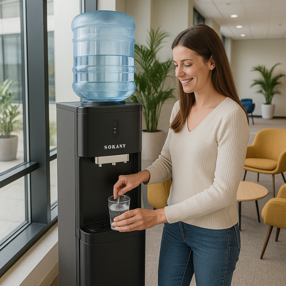 Dispensador Sokany 3 Temperaturas + Nevera  ¡Agua al Instante y Espacio Extra!