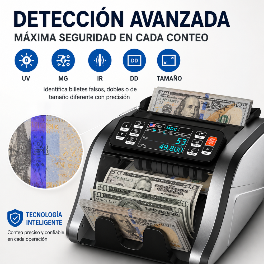 Contadora Billetes Denominacion Mixta Deteccion Uv Conteo