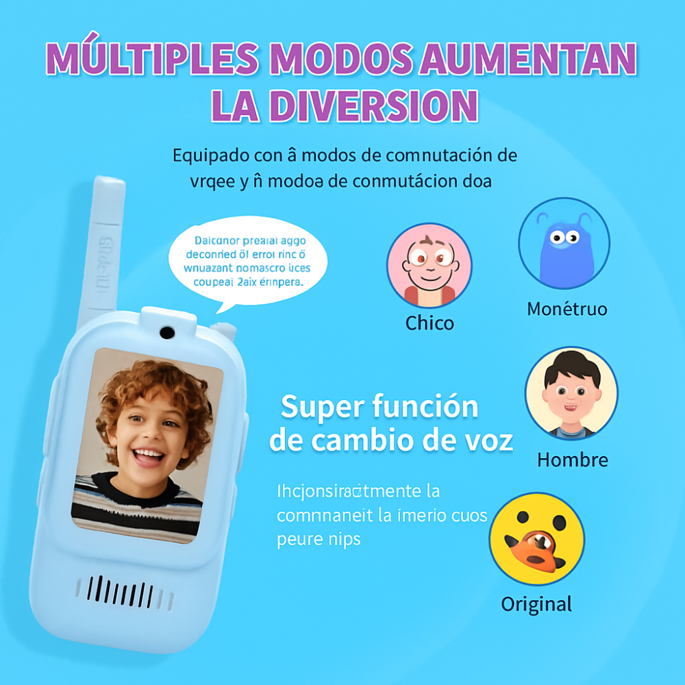 Walkie Talkie Niños Video Llamada Recargable Tipo C Pantalla