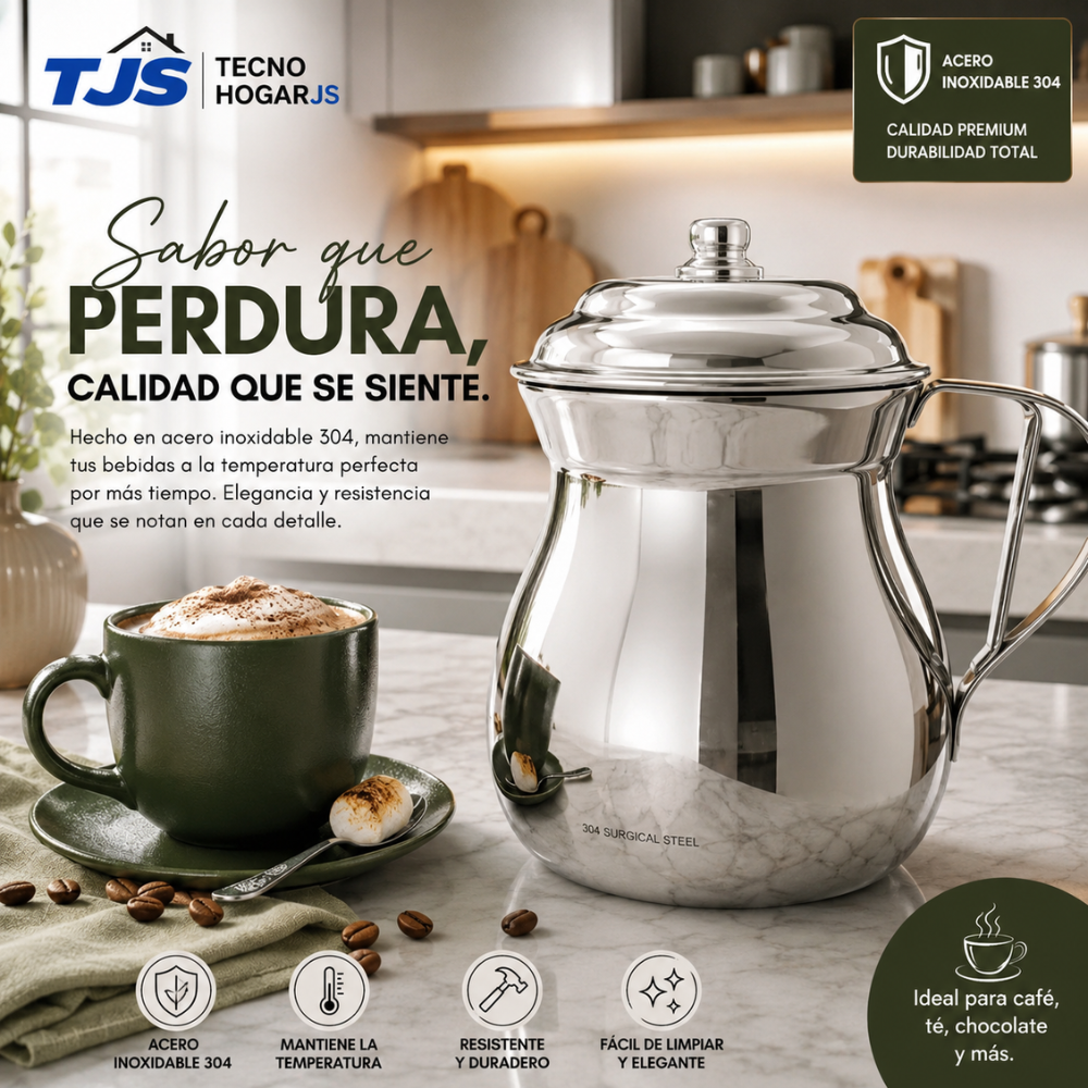 Jarra Olleta Chocolatera Botero Tapa Acero Inoxidable T304 Dos Litros
