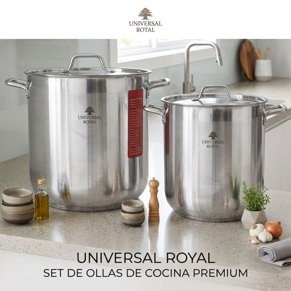 Juego Dos Ollas Soperas Universal Royal Acero Inoxidable 37 Litros