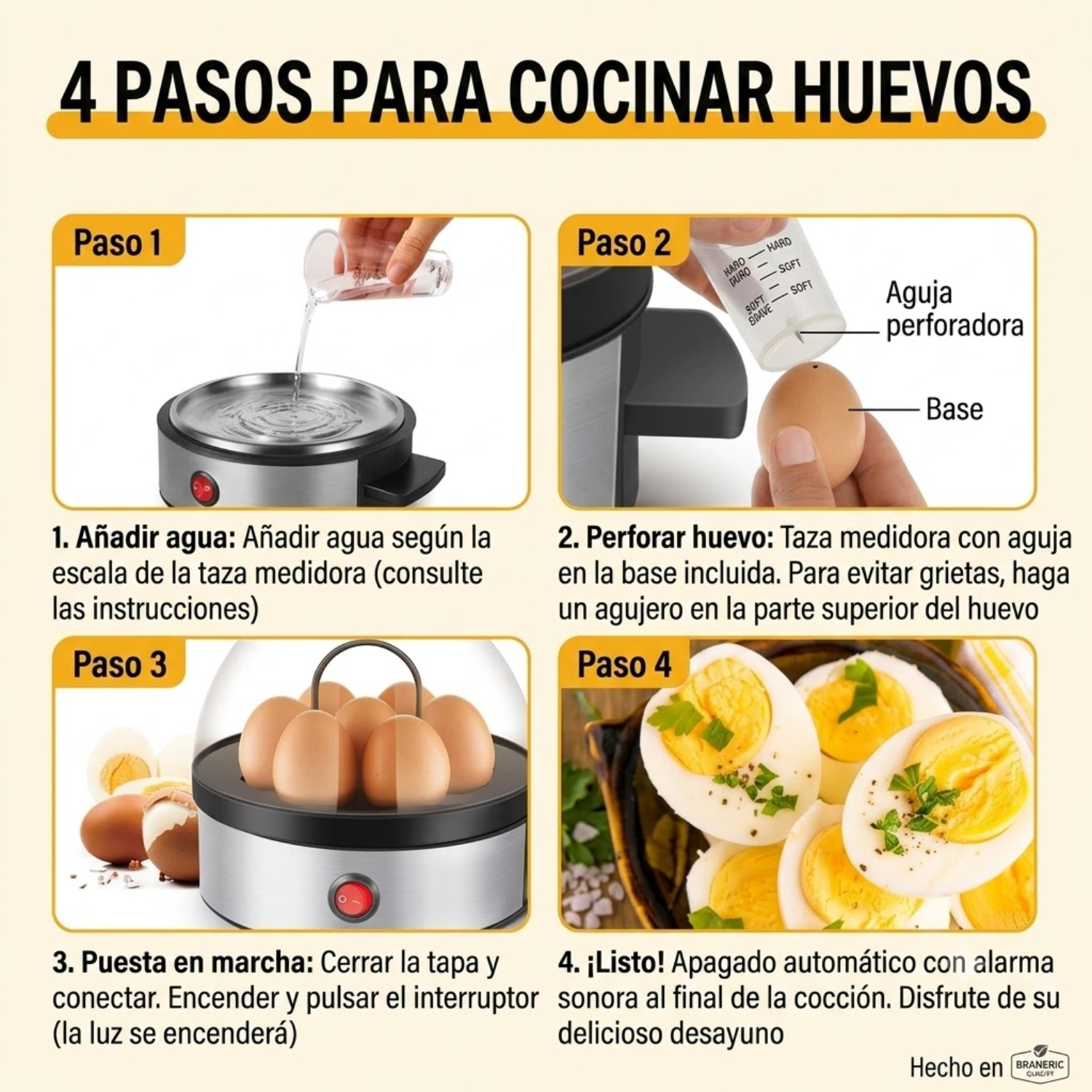 Hervidor Huevos Vapor Electrico Automático Huevos Tibios