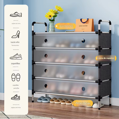 Estante Zapatos Organizador Zapatero Metálico Doble 28 Pares Negrov