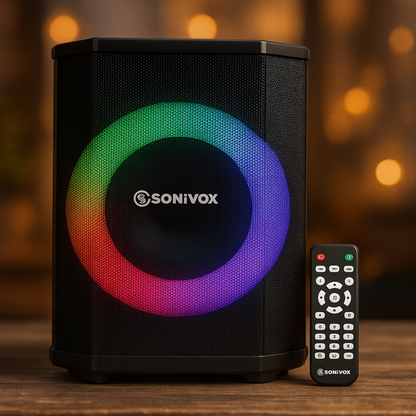 Cabina Sonivox 8" 8000W Bluetooth Luces LED Con Micrófono Altavoz Para Karaoke Parlante Inalambrico Karaoke DJ Fiestas Eventos Graves Potentes