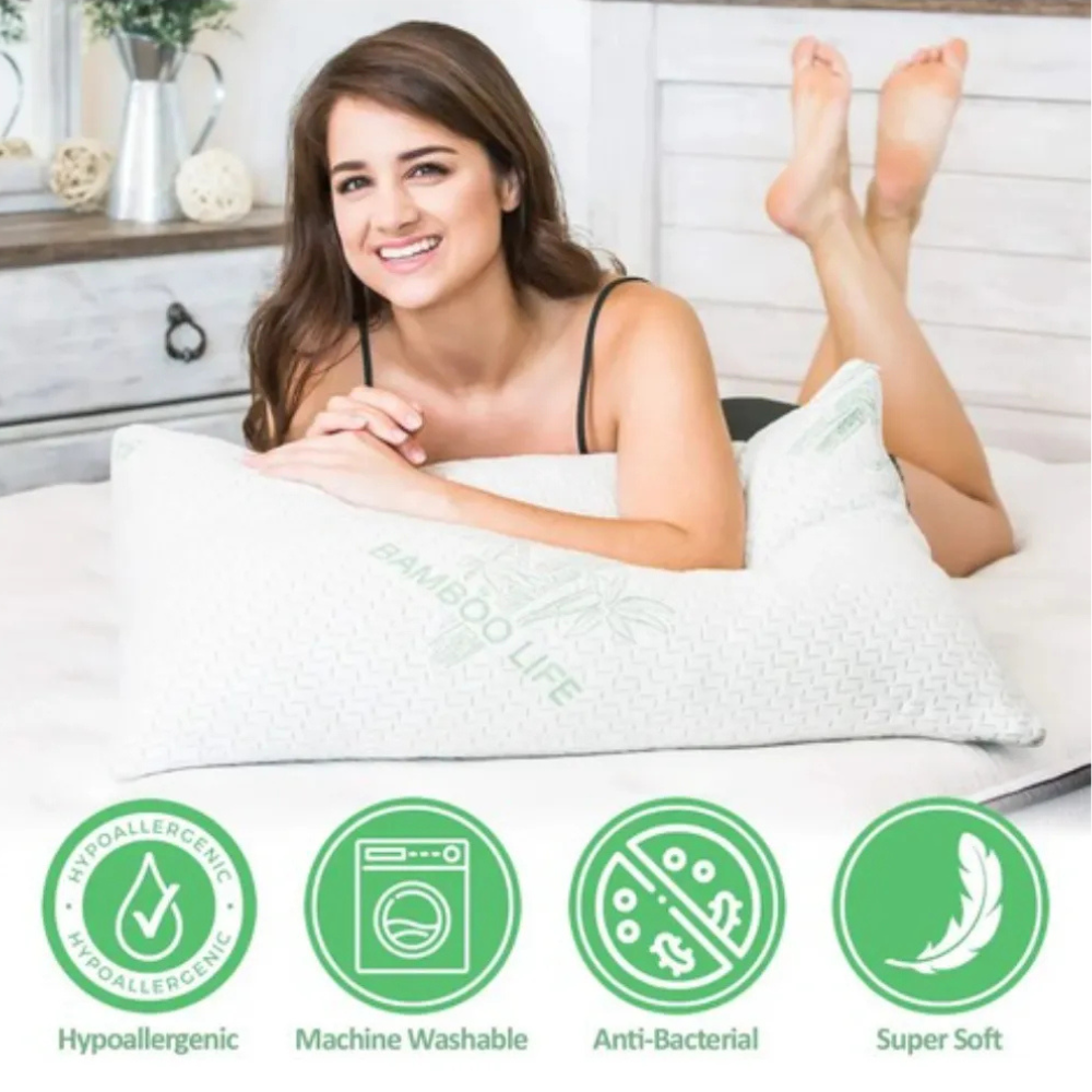 Almohada Suave Ortopedica Cojin Bamboo Premium Suave Pack 2