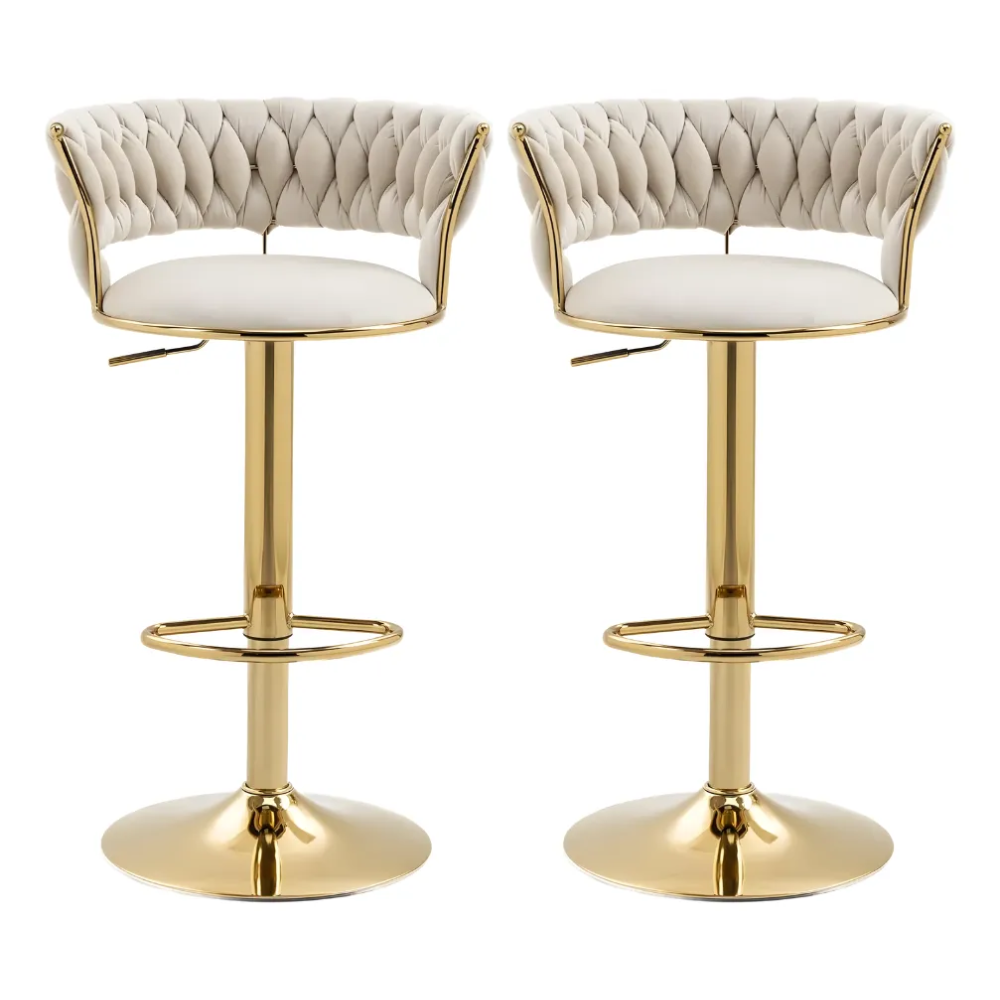 Set X2 Silla Bar Butaco Alta Giratoria Barra Cocina Luxury