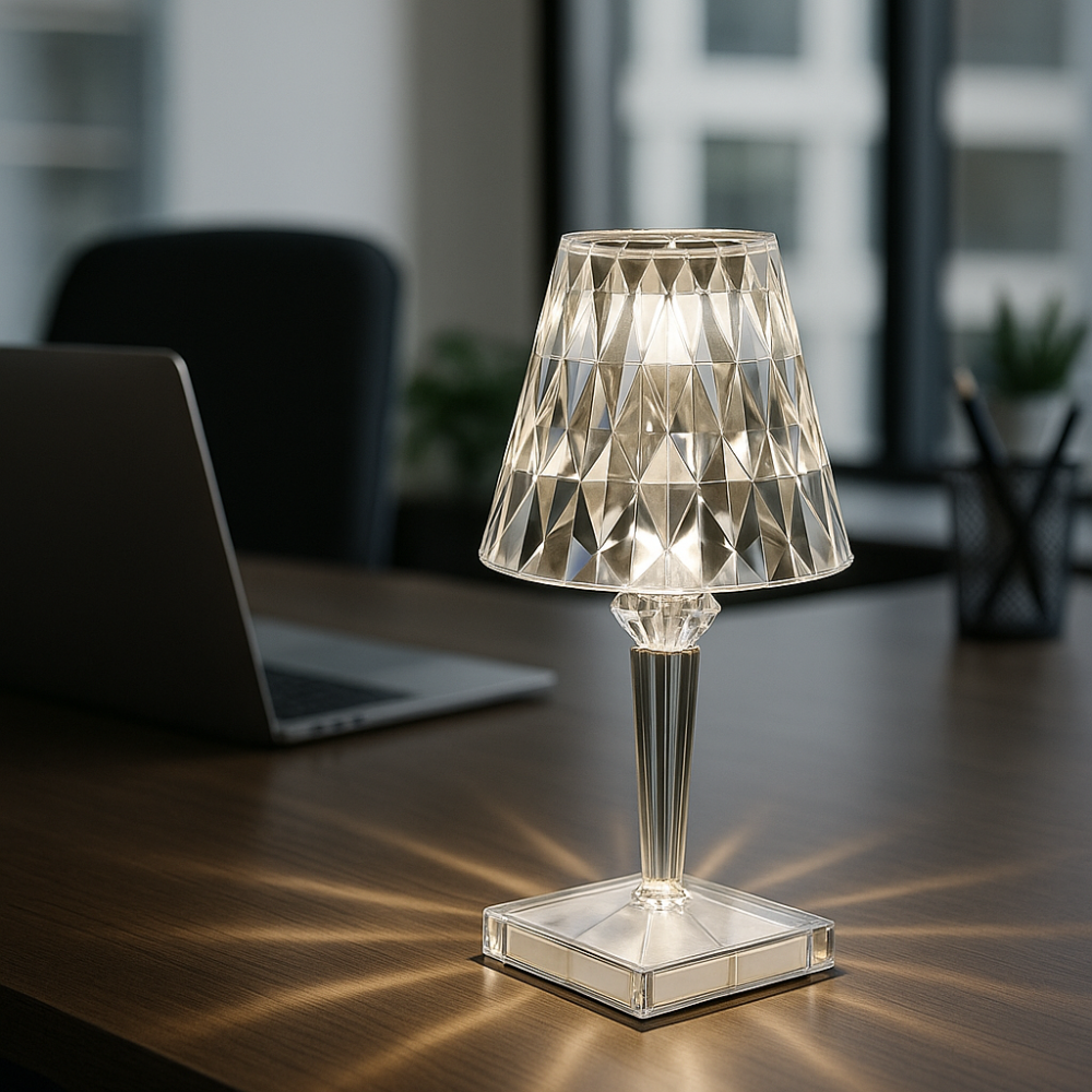 Lámpara LED Decorativa Cristal USB 3 Tonos Táctil Recargable