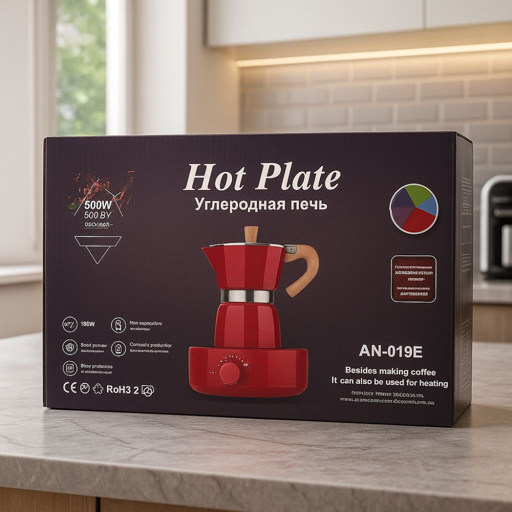 Cafetera Electrica Moka Espresso Italiana 3 Tasas Hot Plate