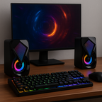 Parlantes PC Gaming RGB USB Estéreo Compactos Luz LED Potentes